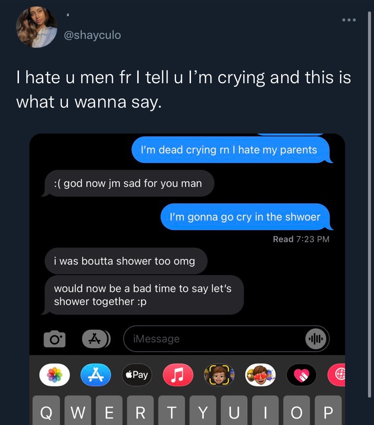 Dude's Taking L's Online - I hate u men frI tell u I'm crying and this is what u wanna say. I'm dead crying rn I hate my parents god now jm sad for you man I'm gonna go cry in the shwoer Read i was boutta shower too omg would now be a bad time to say let'