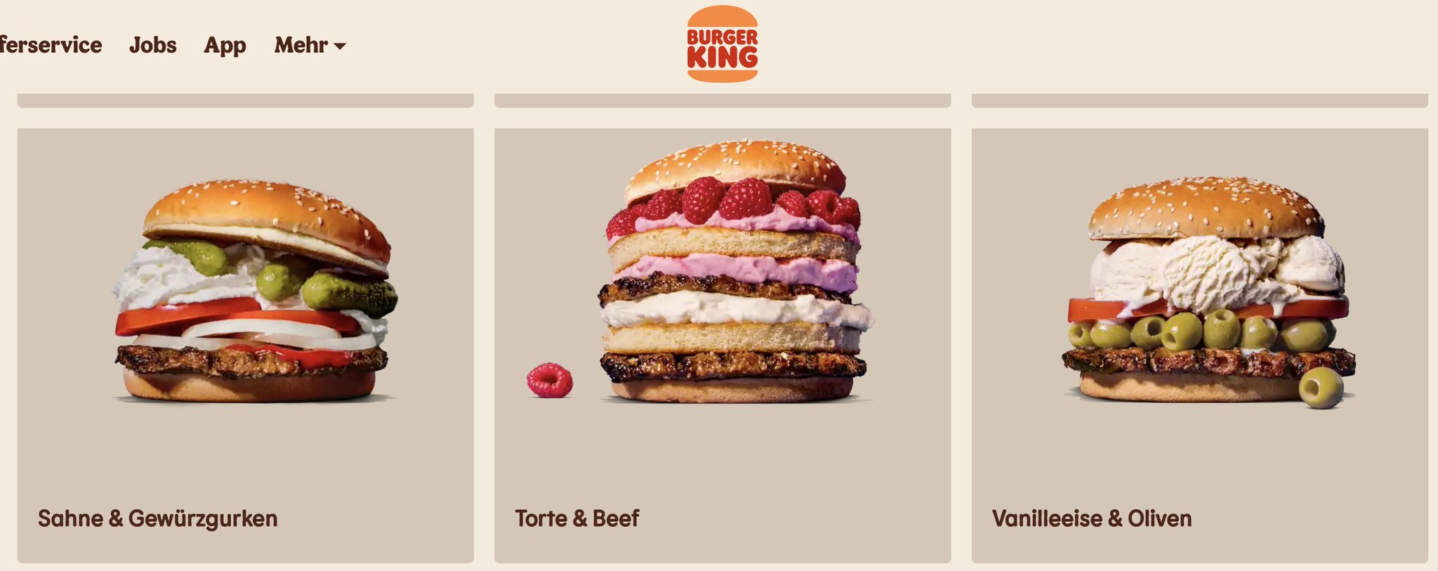 fake german whoppers - ferservice Jobs App Mehr Burger King ver Sahne & Gewrzgurken Torte & Beef Vanilleeise & Oliven