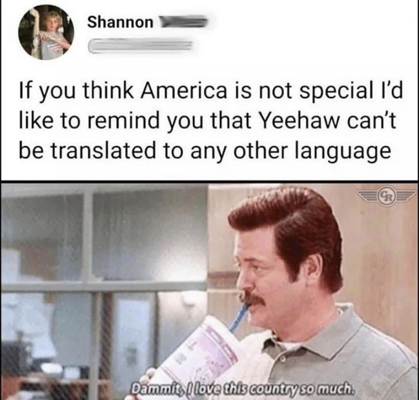dank memes - burglar memes - Shannon If you think America is not special ld to remind you that Yeehaw can't be translated to any other language Dammit, I love this country so much.