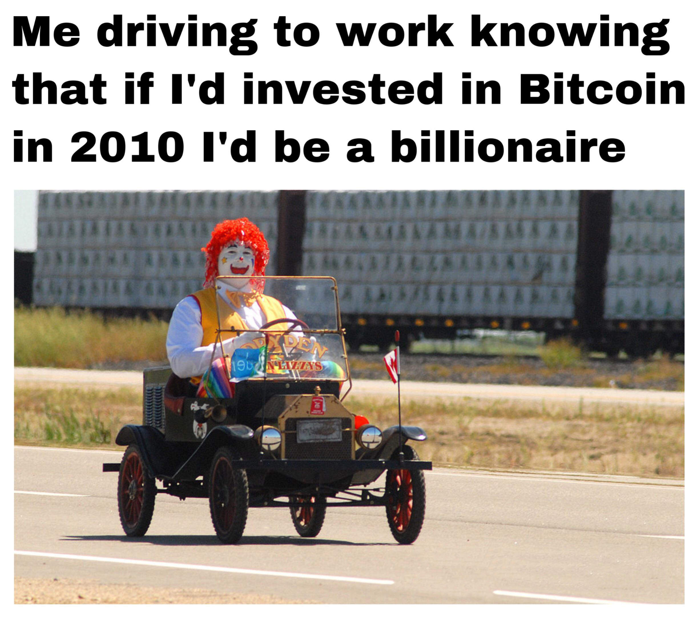 monday morning randomness - car - Me driving to work knowing that if I'd invested in Bitcoin in 2010 I'd be a billionaire 1907