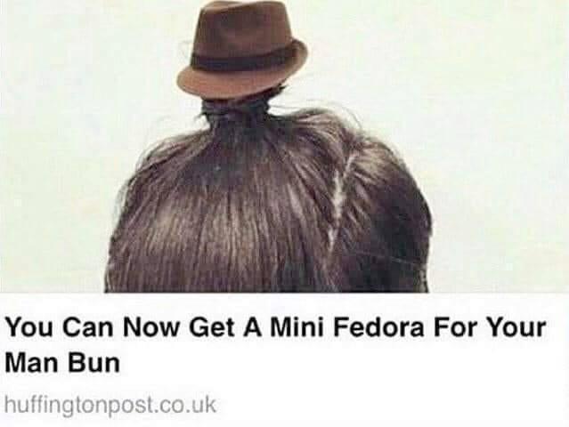 funny pics - mini fedora man bun - You Can Now Get A Mini Fedora For Your Man Bun huffingtonpost.co.uk