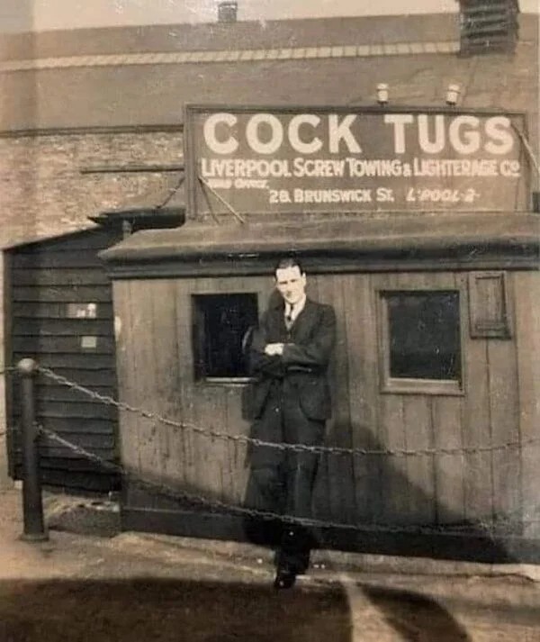 sex memes - weird business names - Cock Tugs Liverpool Screw Towing & Lighterage Co Orecz 28 Brunswick St. Lpool 2