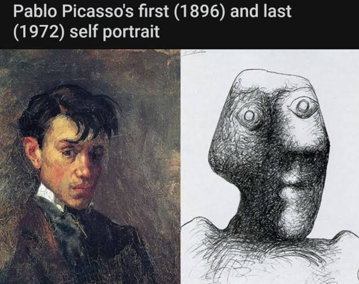 Oddly Terrifying - picasso first self portrait vs last