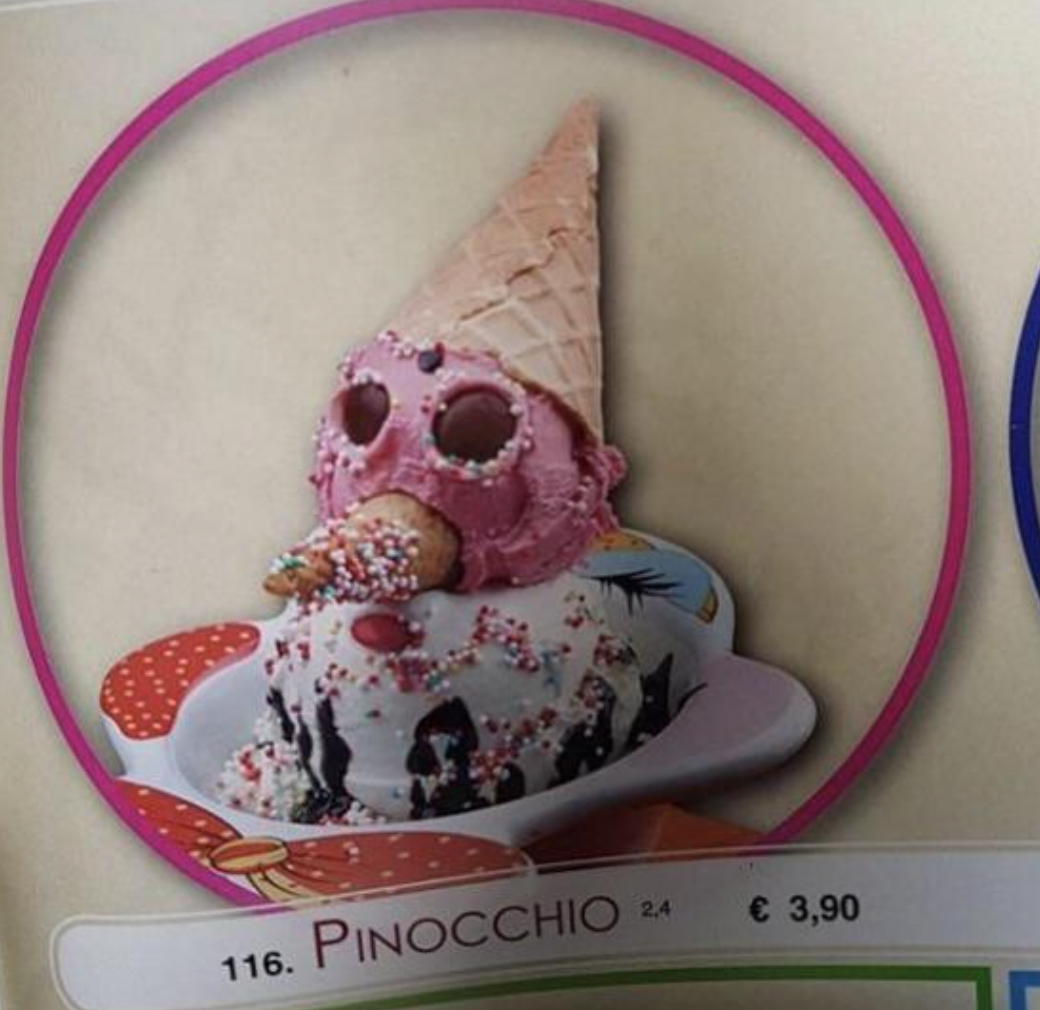 Oddly Terrifying - Pinocchio ice cream