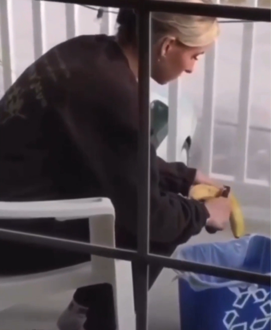 Facepalms - woman peeling banana with peeler