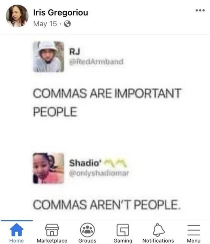 Technically Not Wrong - commas are important people