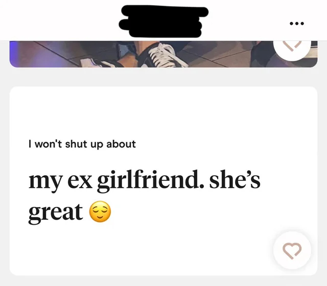 cringe pics - cringe - communication - I won't shut up about my ex girlfriend. she's great