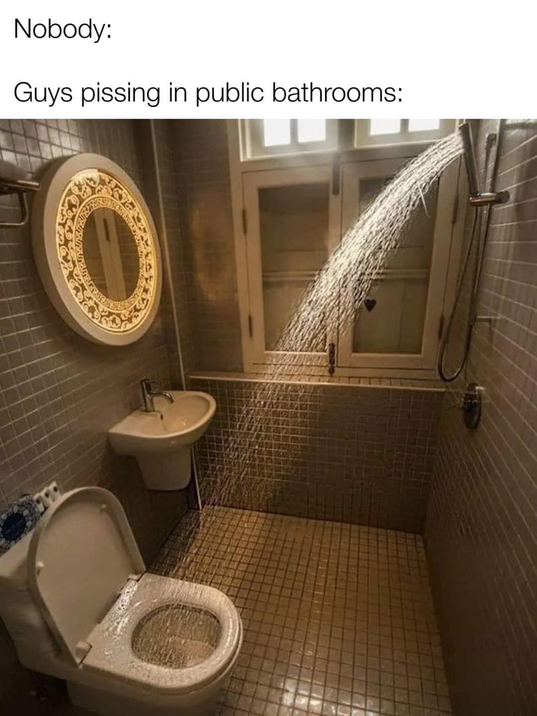 monday morning randomness - bathroom design fails - Nobody Guys pissing in public bathrooms O