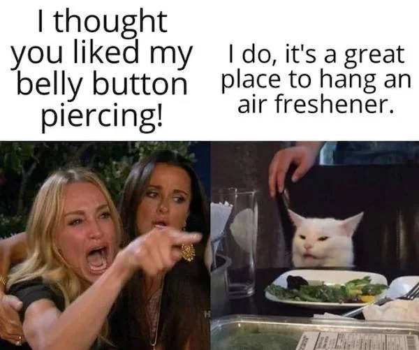 spicy memes - do you call mixing coffee with hard liquor - I thought you d my belly button piercing! I do, it's a great place to hang an air freshener.