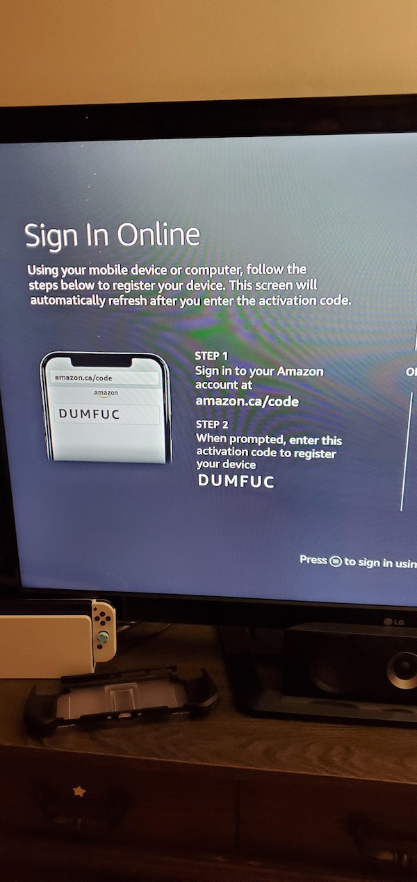 spicy memes - multimedia - Sign In Online Using your mobile device or computer, the steps below to register your device. This screen will automatically refresh after you enter the activation code. Step 1 amazon.cacode Sign in to your Amazon account at ama