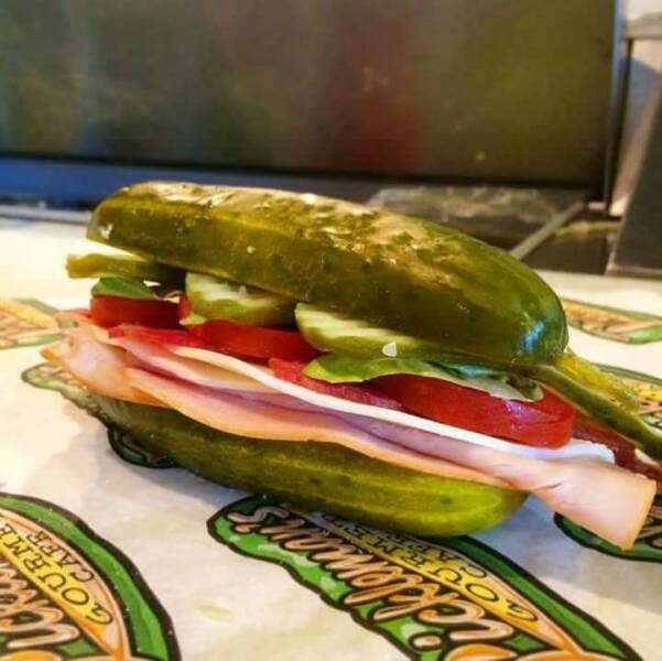 cool random pics - dill pickle sandwich - Gourmet Gourme Cafe