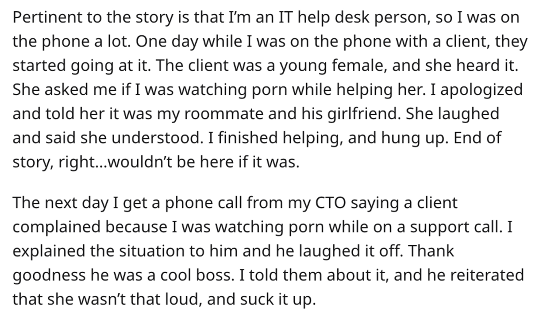 Petty Revenge Sex Story - yuki tabata berserk - Pertinent to the story is that I'm an It help desk person, so I was on the phone a lot. One day while I was on the phone with a client, they started going at it. The client was a young female, and she heard 