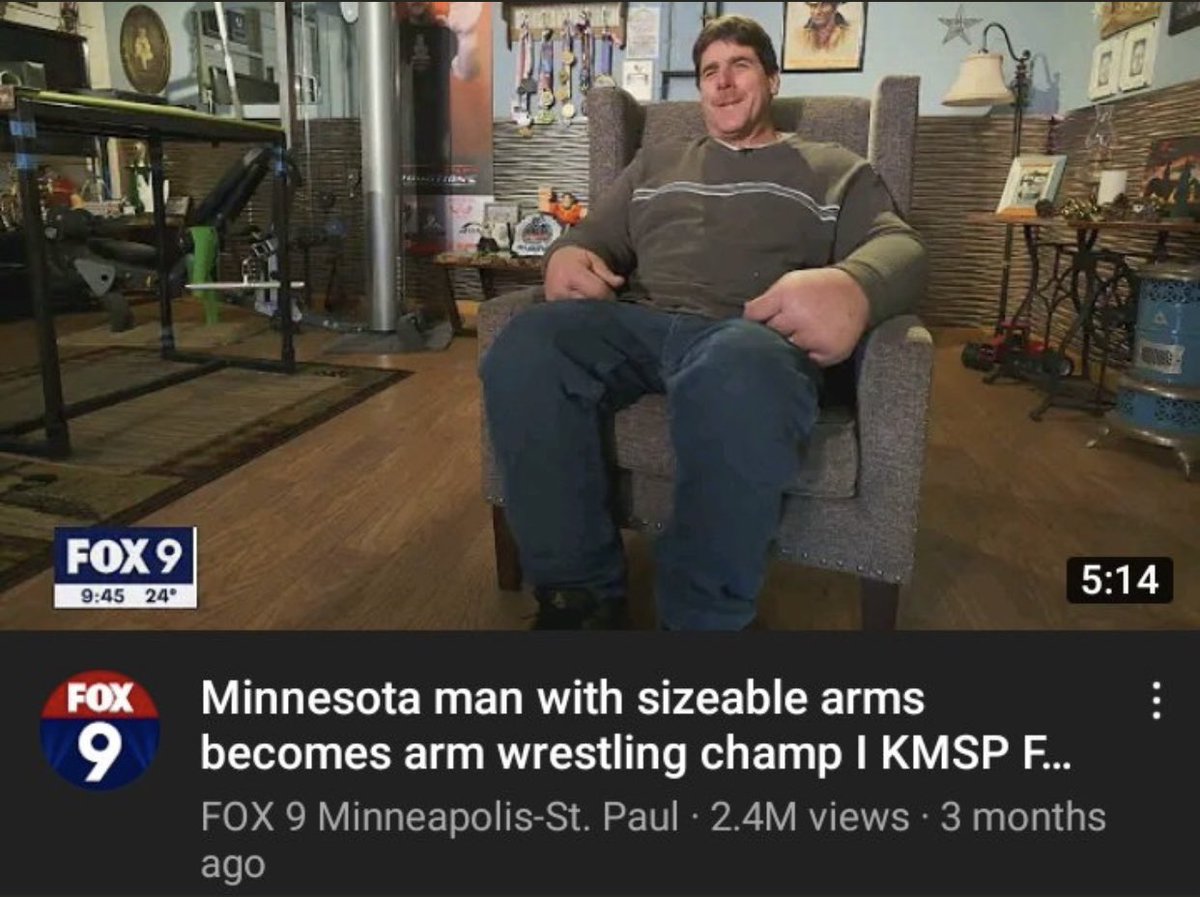 Dudes posting their wins - jeff dabe - Fox 9 24 Fox 9 La Hootiong Minnesota man with sizeable arms becomes arm wrestling champ I Kmsp F... Fox 9 MinneapolisSt. Paul 2.4M views 3 months ago