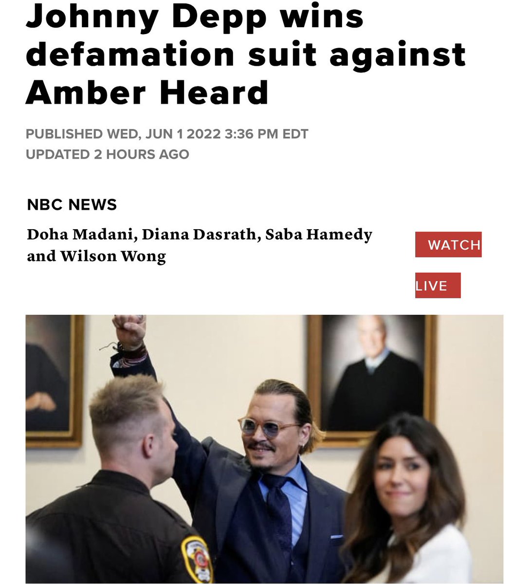 Dudes posting their wins - johnny depp victory - Johnny Depp wins defamation suit against Amber Heard Published Wed, Edt Updated 2 Hours Ago Nbc News Doha Madani, Diana Dasrath, Saba Hamedy Watch and Wilson Wong Live
