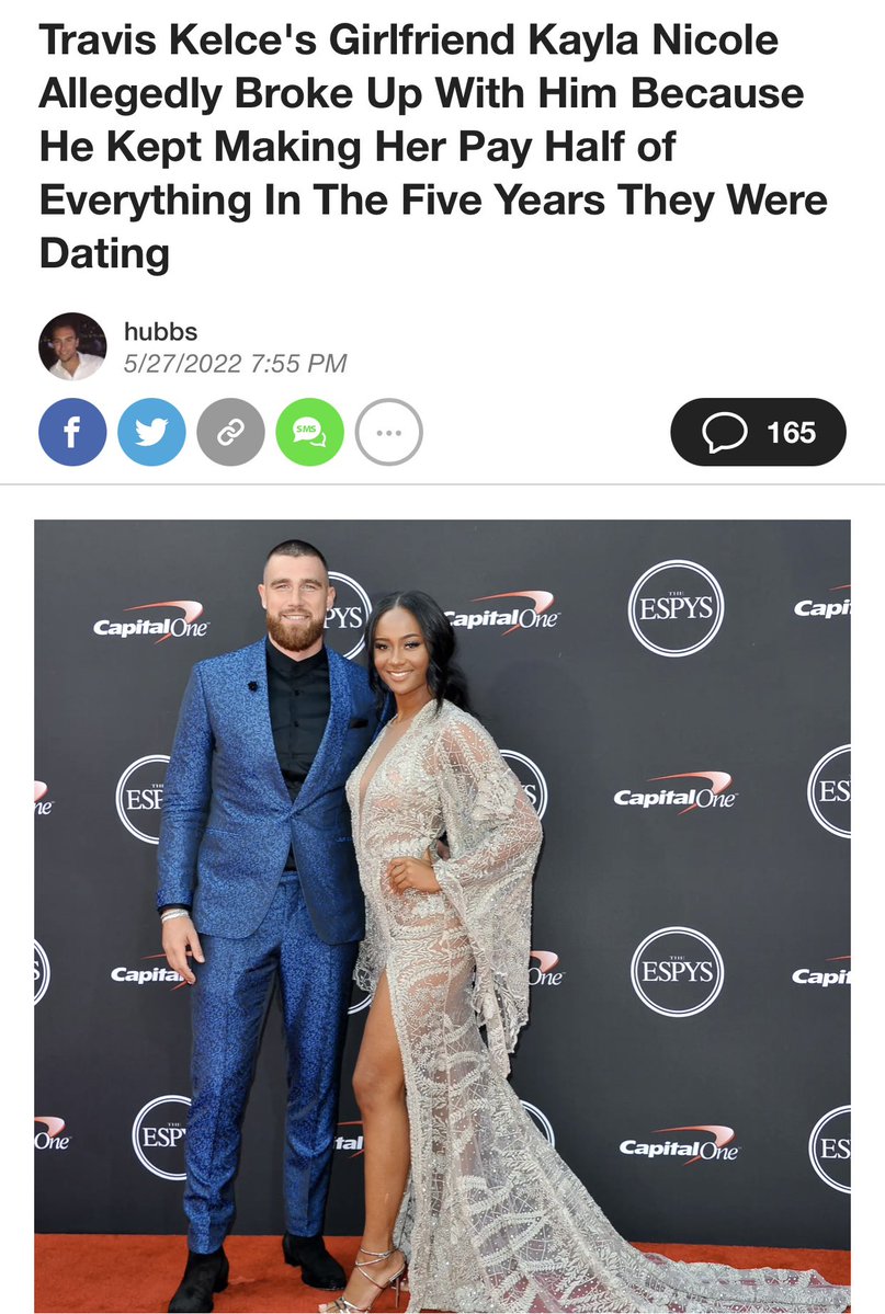 Dudes posting their wins - travis kelce girlfriend - Travis Kelce's Girlfriend Kayla Nicole Allegedly Broke Up With Him Because He Kept Making Her Pay Half of Everything In The Five Years They Were Dating hubbs 5272022 165 Pys Tapital One he f One Capital