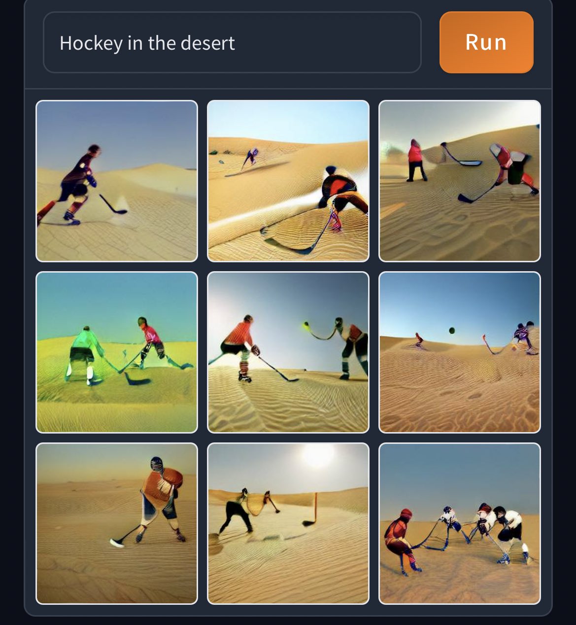 Dall-E Mini - games - Hockey in the desert Run