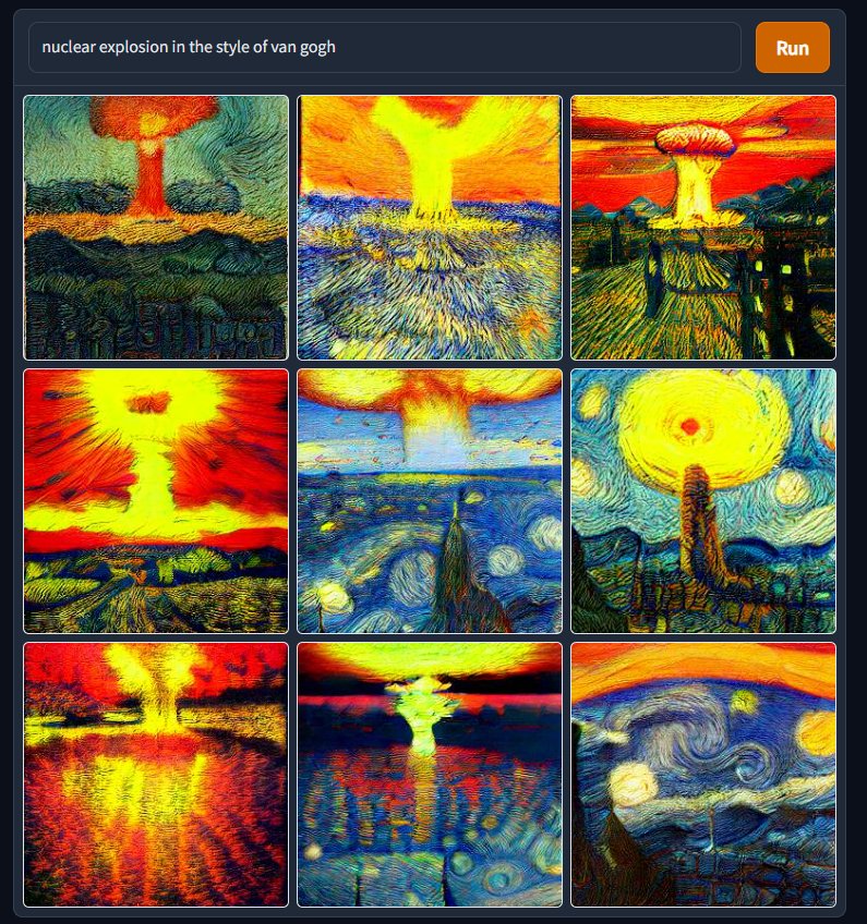 Dall-E Mini - collage - nuclear explosion in the style of van gogh Run