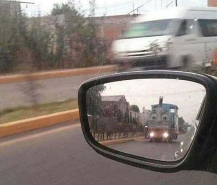 cool random pics - objects in the mirror are closer than they appear memes