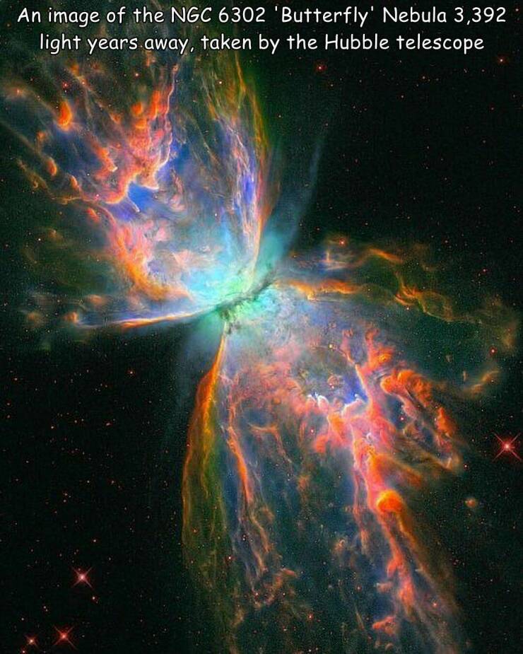 cool random pics - butterfly nebula - An image of the Ngc 6302 'Butterfly' Nebula 3,392 light years away, taken by the Hubble telescope