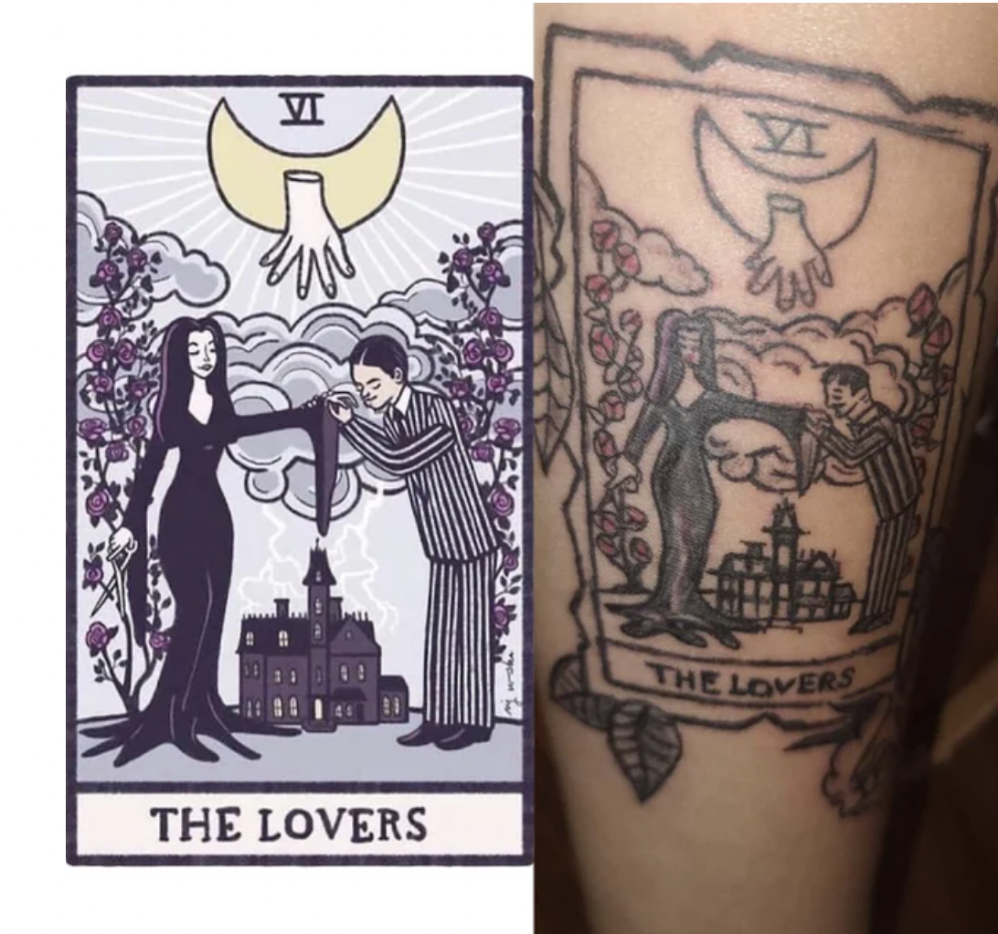 Bad Tattoos - lovers tarot addams family