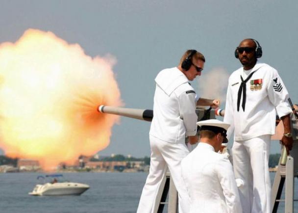 perfectly timed photos -  gun salute navy