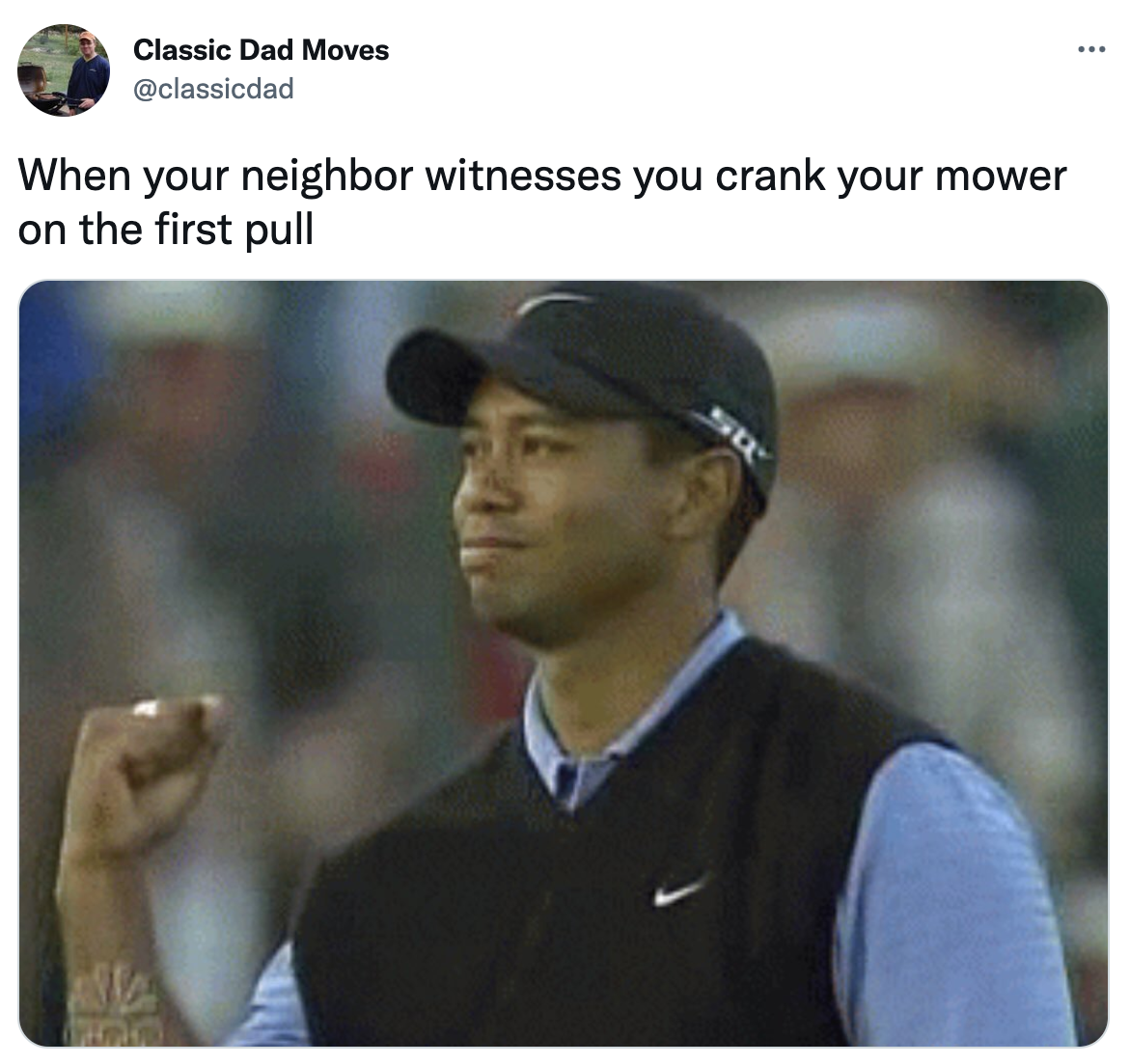 Dank Dad Memes - photo caption - Classic Dad Moves When your neighbor witnesses you crank your mower on the first pull Su