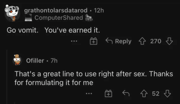 funny comments that hit the mark - light - grathontolarsdatarod. 12h Computerd Go vomit. You've earned it. 270 Ofiller. 7h That's a great line to use right after sex. Thanks for formulating it for me 452