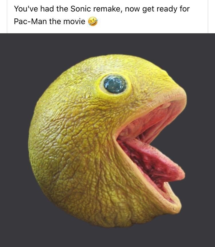 funny pics and memes - realistic pacman - You've had the Sonic remake, now get ready for PacMan the movie