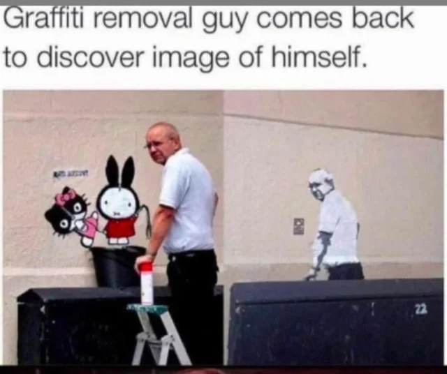 wholesome - uplifting - graffiti removal guy comes back to discover - Graffiti removal guy comes back to discover image of himself. 22