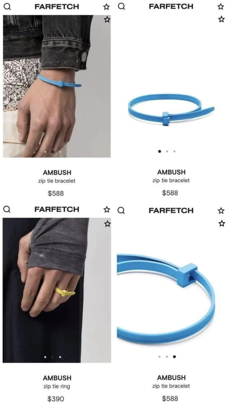 Things That Exist - zip tie bracelet price - Farfetch Ambush zip tie bracelet $588
