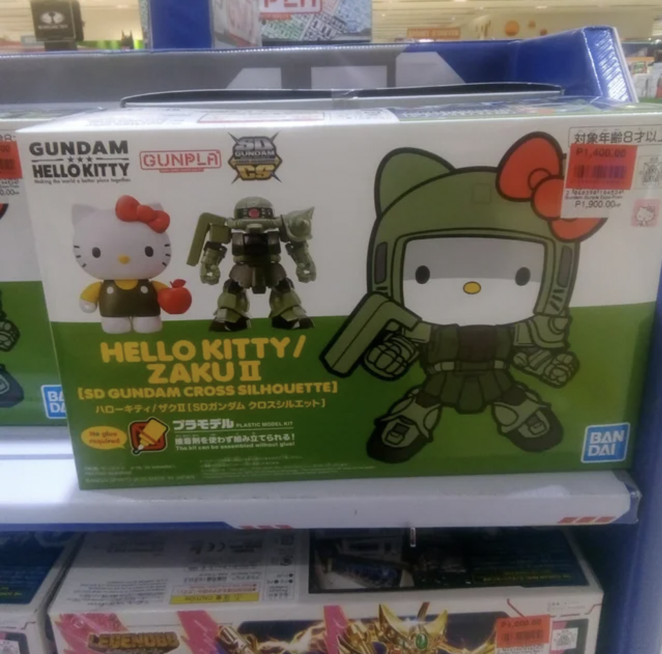 A Hello Kitty Zaku Gunpla kit. I'm surprised I had to string those three things together.