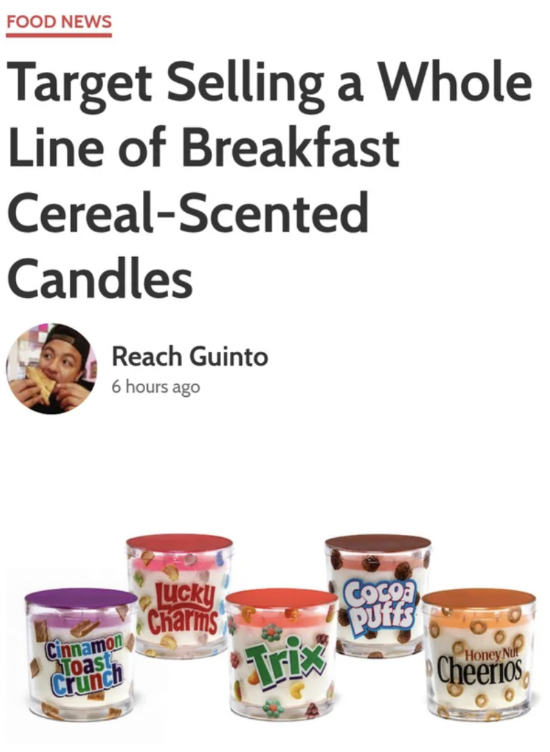 Things That Exist - Food News Target Selling a Whole Line of Breakfast CerealScented Candles