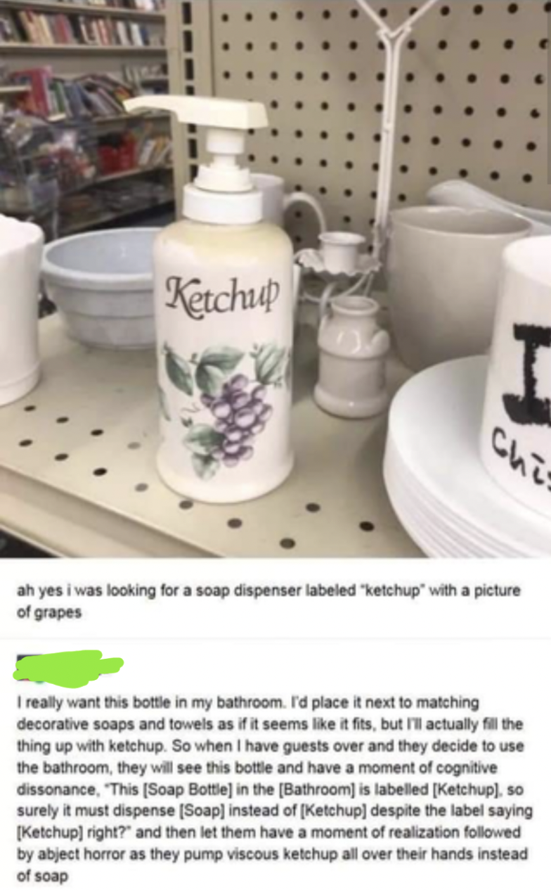 Foolish Facepalms - ketchup soap dispenser meme - Ketchup Chi ah yes i was looking for a soap dispenser labeled