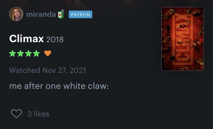 Honest Movie Reviews - screenshot - miranda Patron Climax 2018 Watched me after one white claw 3 Climax