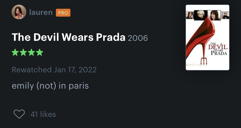 Honest Movie Reviews - Film - lauren Pro The Devil Wears Prada 2006 Rewatched emily not in paris 41 The Devil Wears Prada