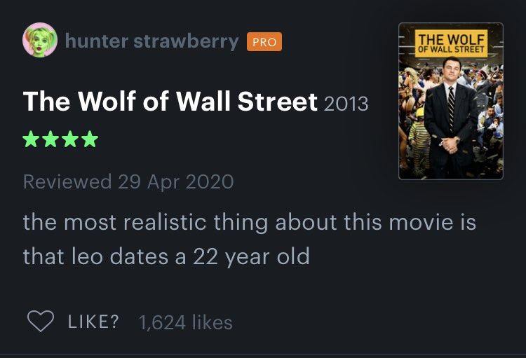 Honest Movie Reviews - presentation - hunter strawberry Pro The Wolf of Wall Street 2013 The Wolf Of Wall Street Reviewed the most realistic thing about this movie is that leo dates a 22 year old ? 1,624