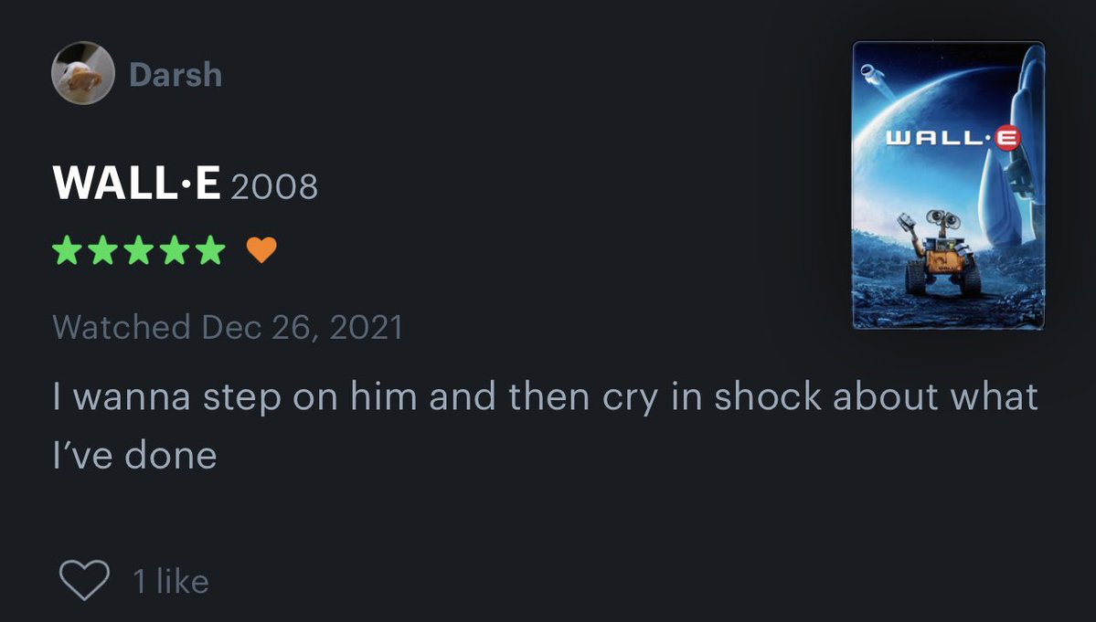 Honest Movie Reviews - wall - Darsh WallE 2008 Wall E Watched I wanna step on him and then cry in shock about what I've done 1