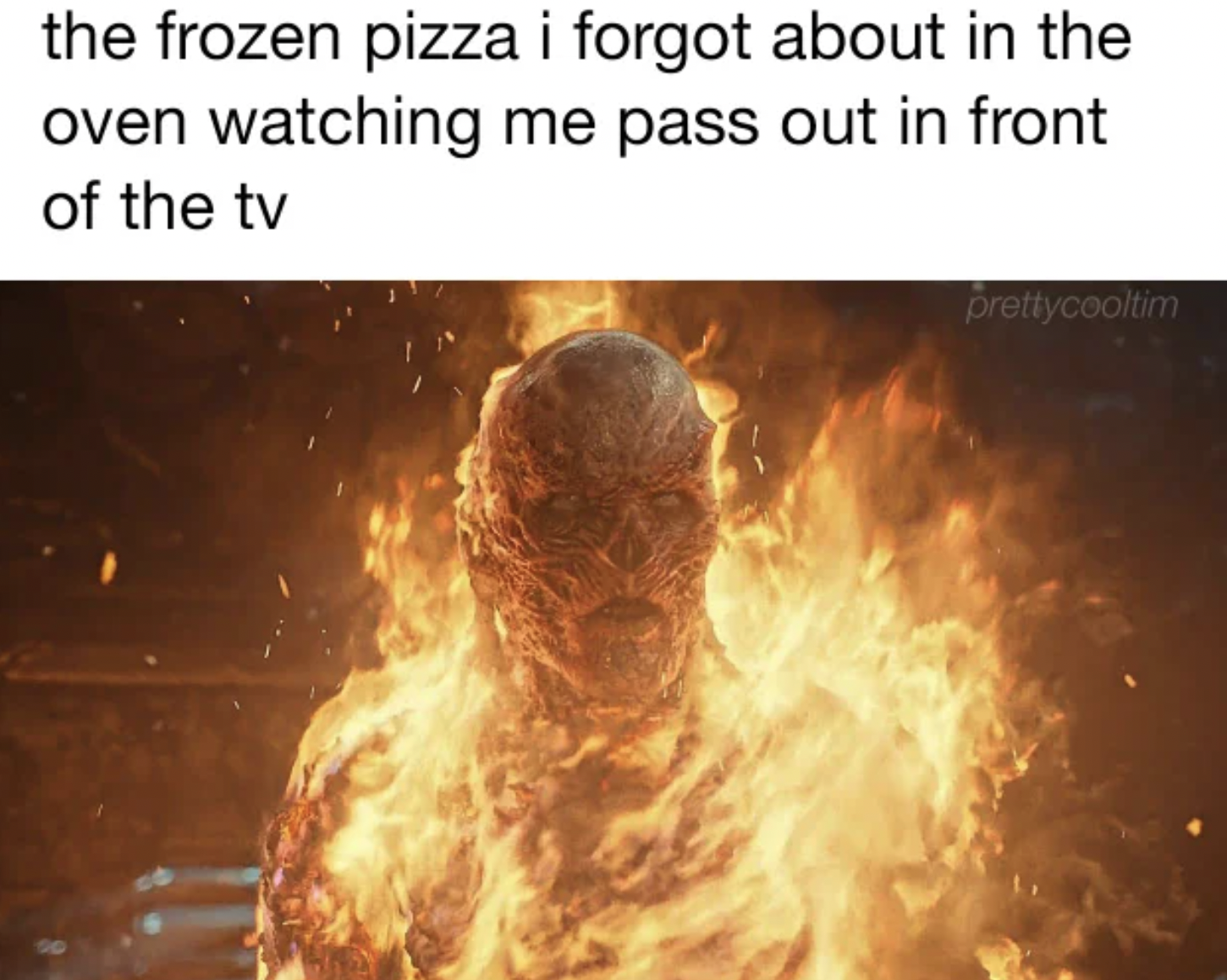 Dank Memes - bro quotes - the frozen pizza i forgot about in the oven watching me pass out in front of the tv prettycooltim