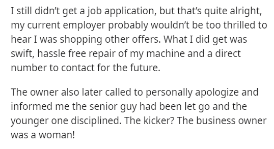 customer discovers illegal interview practices - gammon language - I still didn't get a job application, but that's quite alright, my current employer probably wouldn't be too thrilled to hear I was shopping other offers. What I did get was swift, hassle 