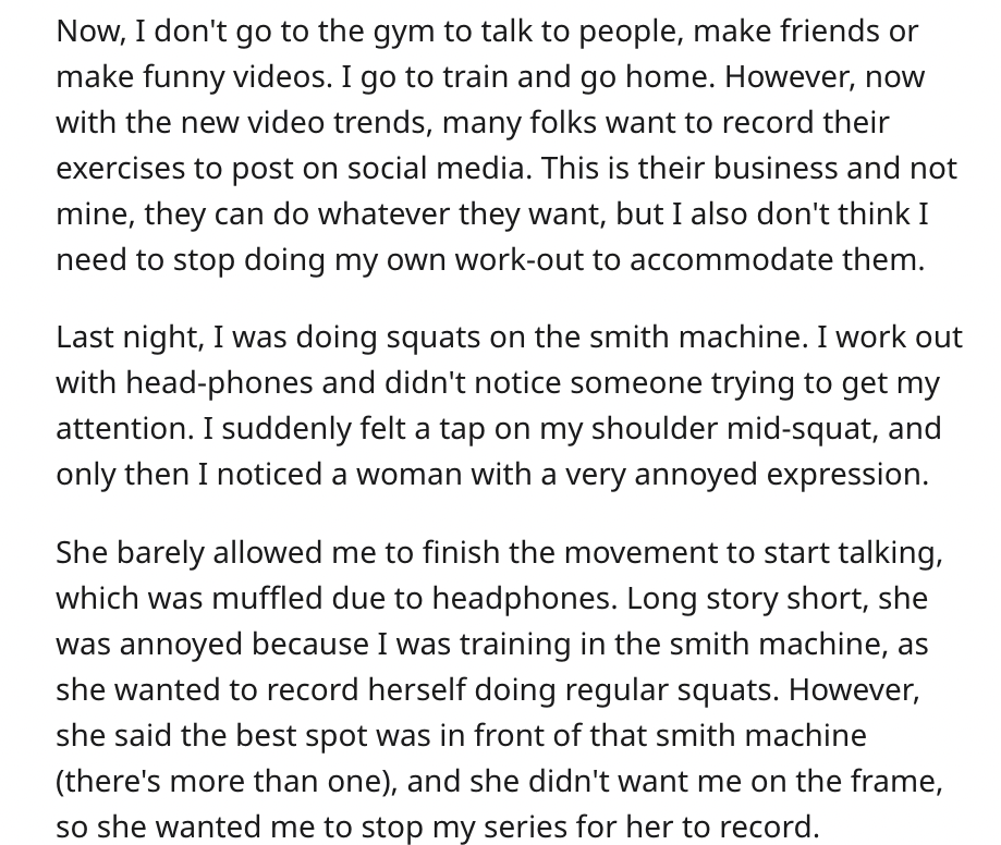 Gym Influencer gets instant karma - movie ideas - Now, I don't go to the gym to talk to people, make friends or make funny videos. I go to train and go home. However, now with the new video trends, many folks want to record their exercises to post on soci