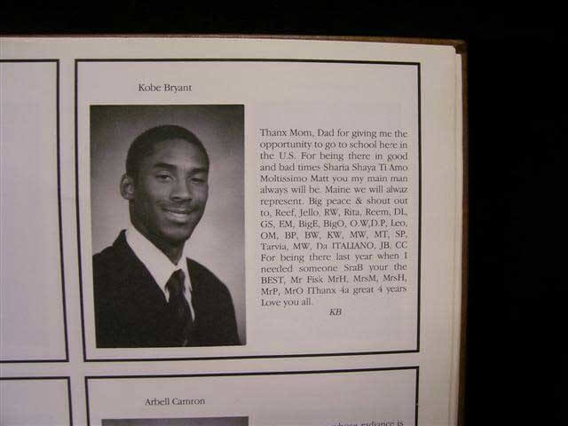 Celebrity Yearbook Photos - yearbook nba players in high school - Kobe Bryant