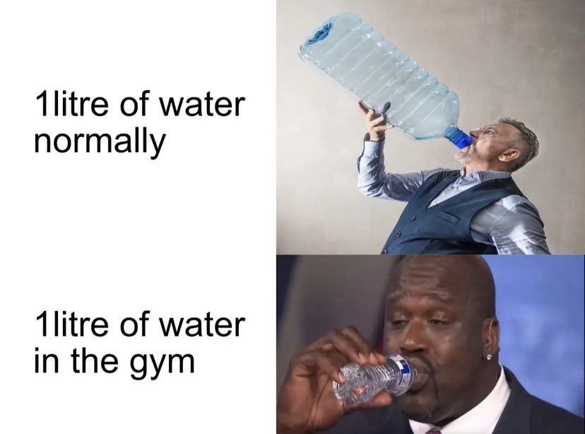 dank memes - Water - 1litre of water normally 1 litre of water in the gym