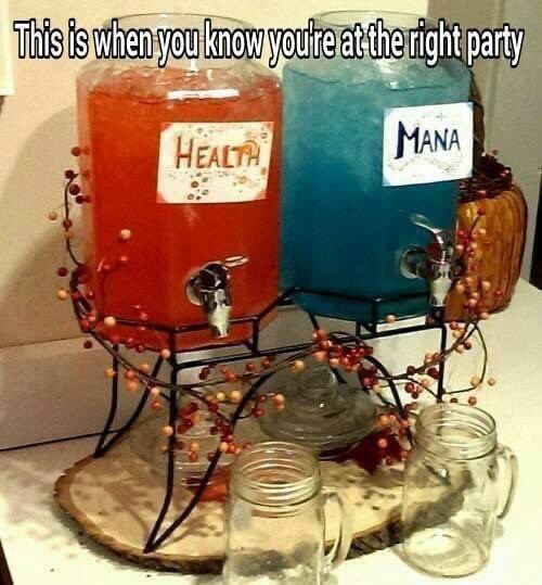 Retro Gaming Pictures and Memes - dungeons and dragons party ideas - This is when you know you're at the right party Mana Health