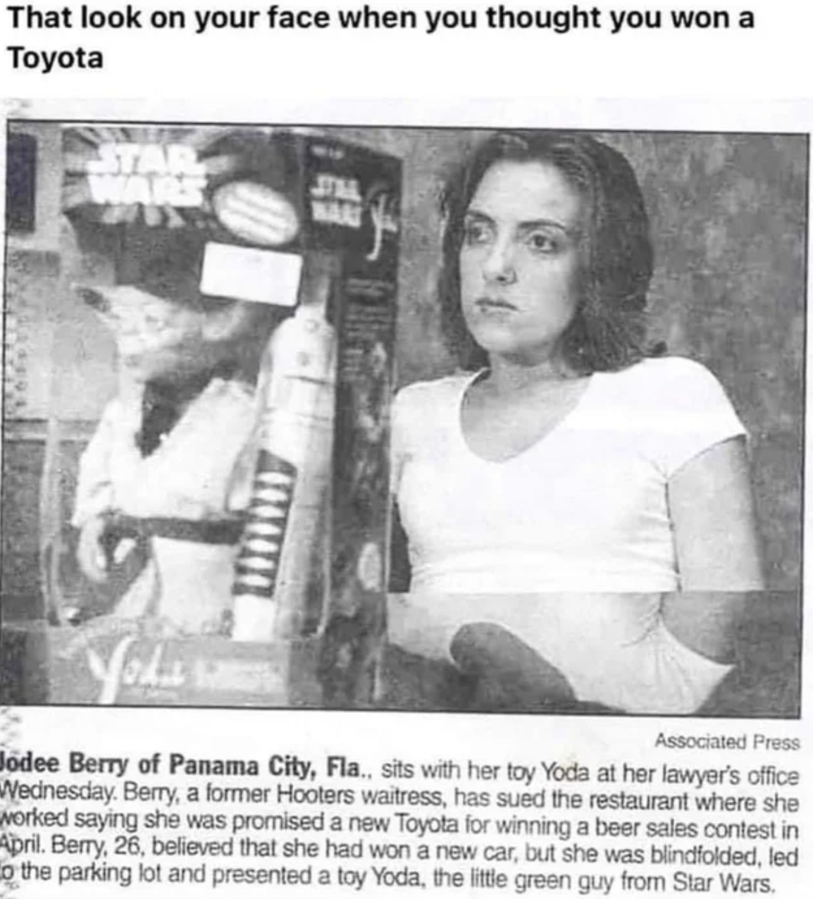Pics That are Technically Not Wrong - toy yoda toyota - That look on your face when you thought you won a