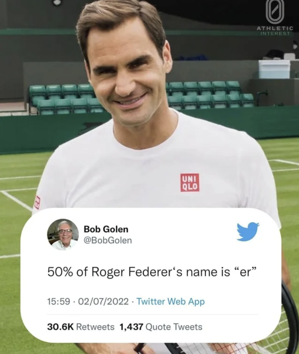 Pics That are Technically Not Wrong - roger federer - Bob Golen Uni Qlo Athletic Interest 50% of Roger Federer's name is