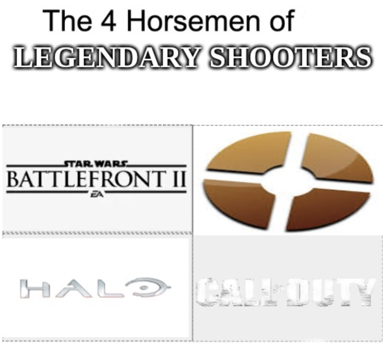 gaming memes - diagram - The 4 Horsemen of Legendary Shooters Star Wars Battlefront Ii Hald Fallouty