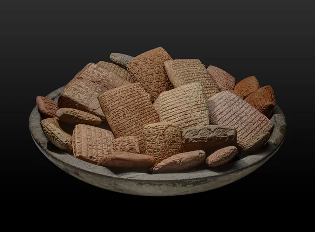 ancient artifacts - archaeology - assyrian tablet bowl - Y