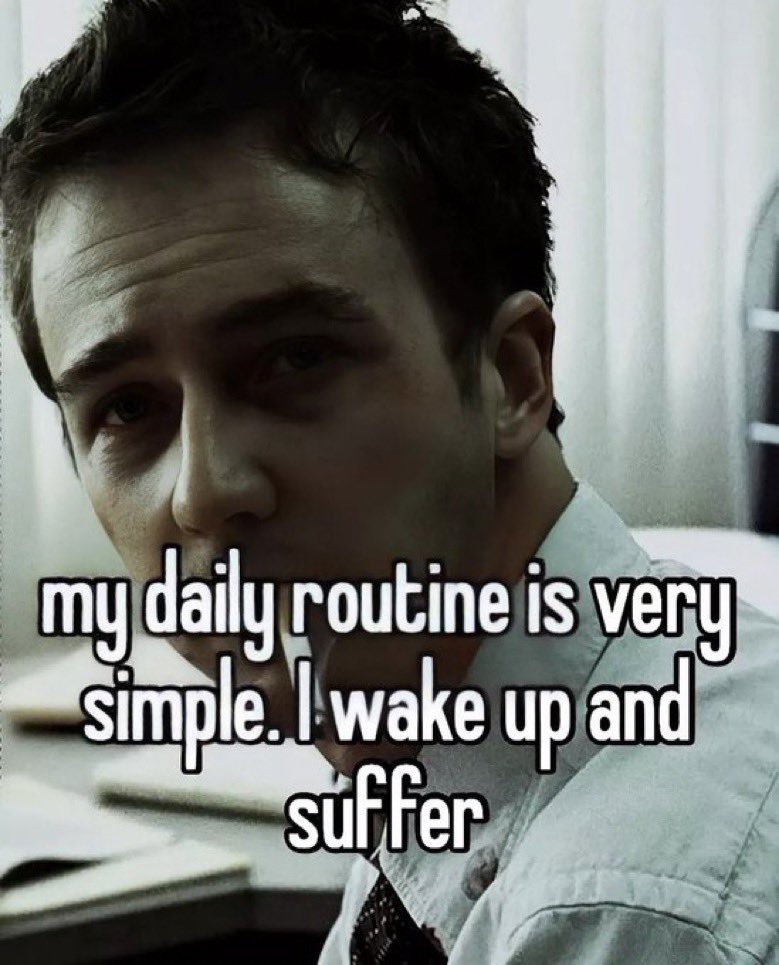 memes and quotes that speak truth - fight club smoking - my daily routine is very simple. I wake up and suffer