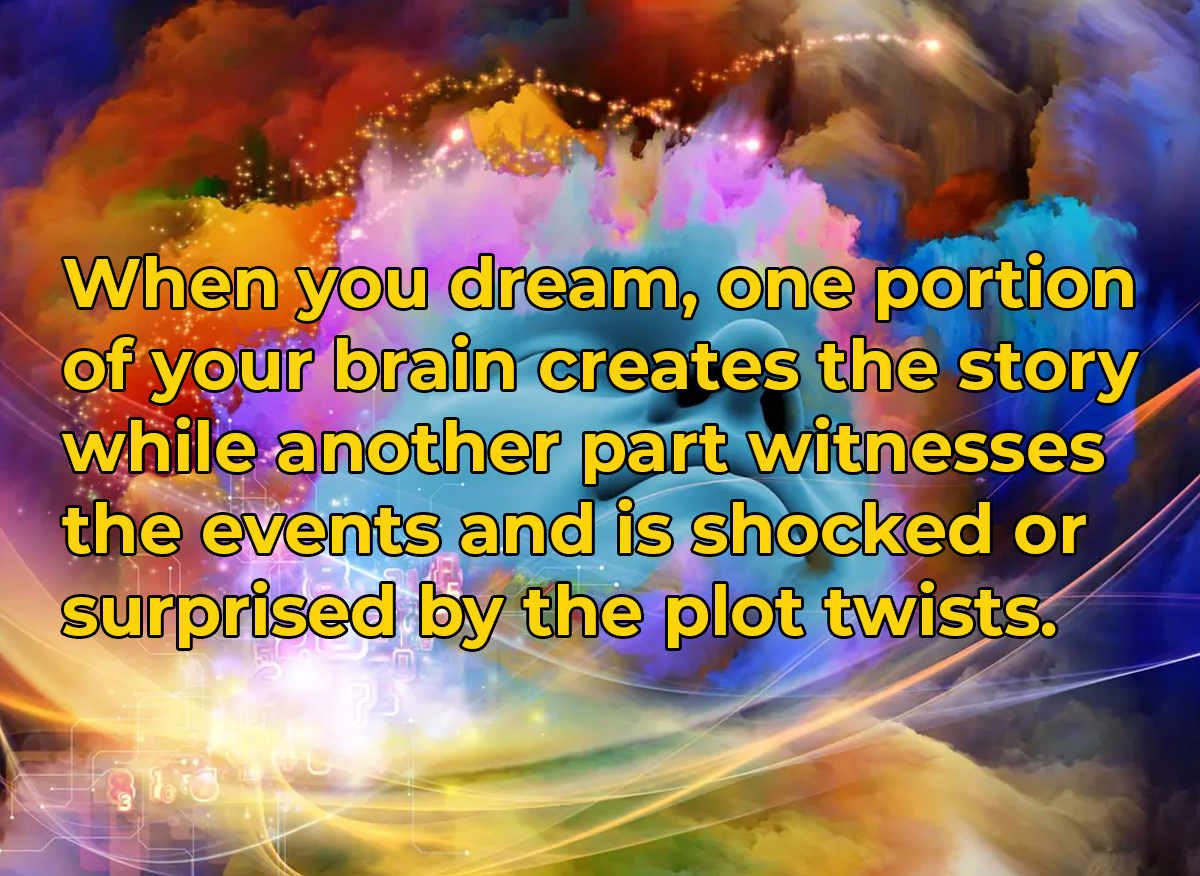 crazy and wtf facts - lucid dream - When you dream, one portion of your brain creates the story while another part witnesses the events and is shocked or surprised by the plot twists.