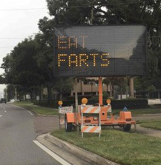 electronic sign hacks - signage - Farts